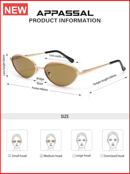 Retro Oval Cat Eye Sunglasses UV400 Polycarbonate Metal Frame Slim Vintage main image 4
